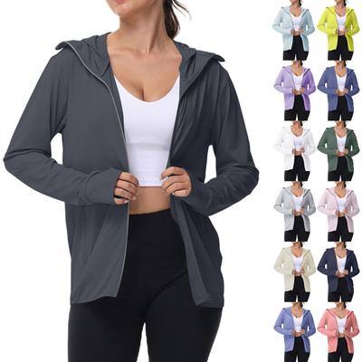 Женская куртка UPF Sun Shirts с капюшоном на молнии с УФ-защитой и длинным рукавом, летняя, из ледяного шелка, для активного отдыха с карманами