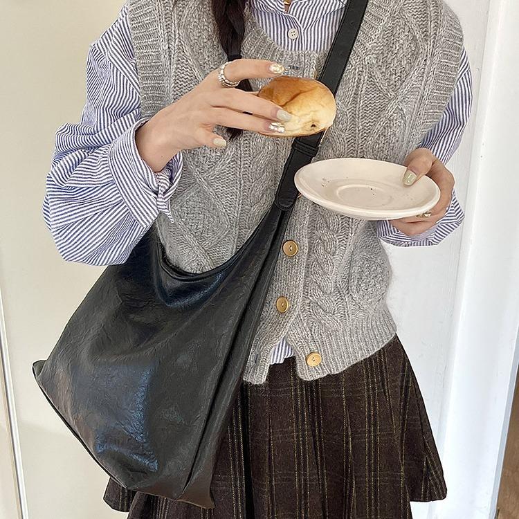 Сумка-тоут, большая вместительная сумка, женская, новая, простая, мягкая, кожаная, сумка через плечо, сумка-мессенджер в стиле ретро для матери и ребенка