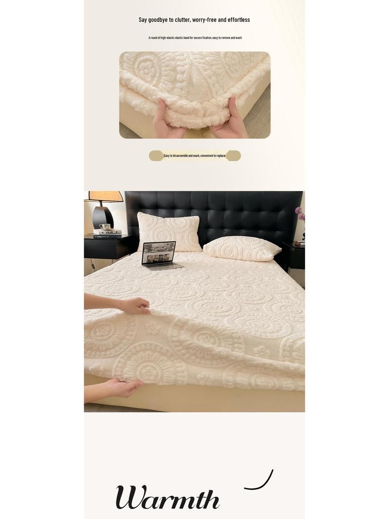 G5Z2025 Зимнее теплое плюшевое нескользящее тафтовое натяжное постельное белье - Односпальный/Двуспальный размер