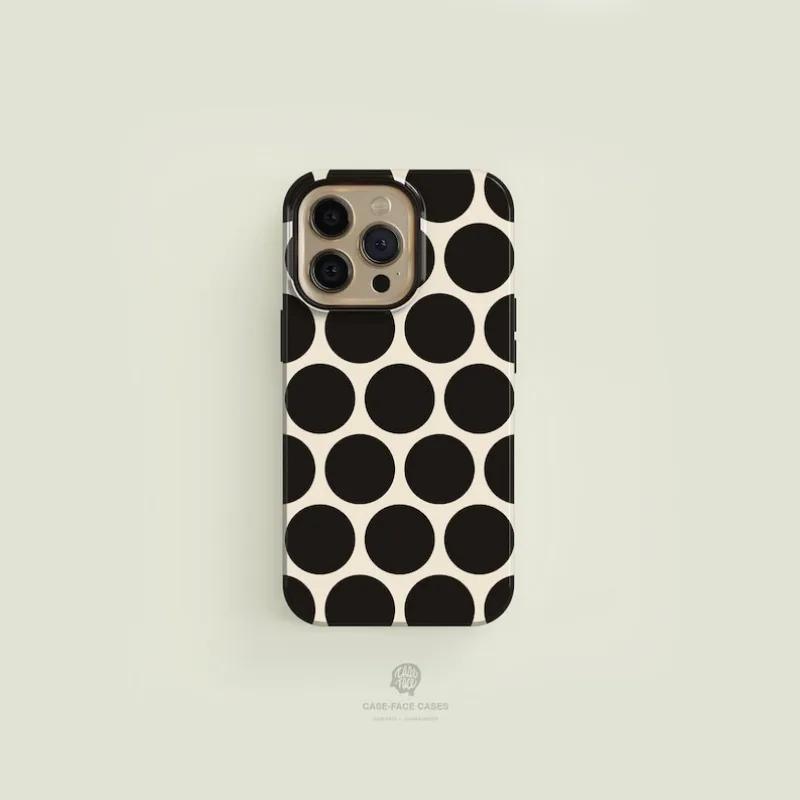 Роскошный черный чехол Clmj в горошек для iPhone 16 15 14 13 12 11 Pro Max Plus, магнитная двухслойная задняя крышка