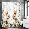 Весенний Пасхальный Кролик Занавеска для Душа Милый Кролик Цветочный Ботанический Акварельный Цветок Занавеска для Душа с Крючками Дом Ванная