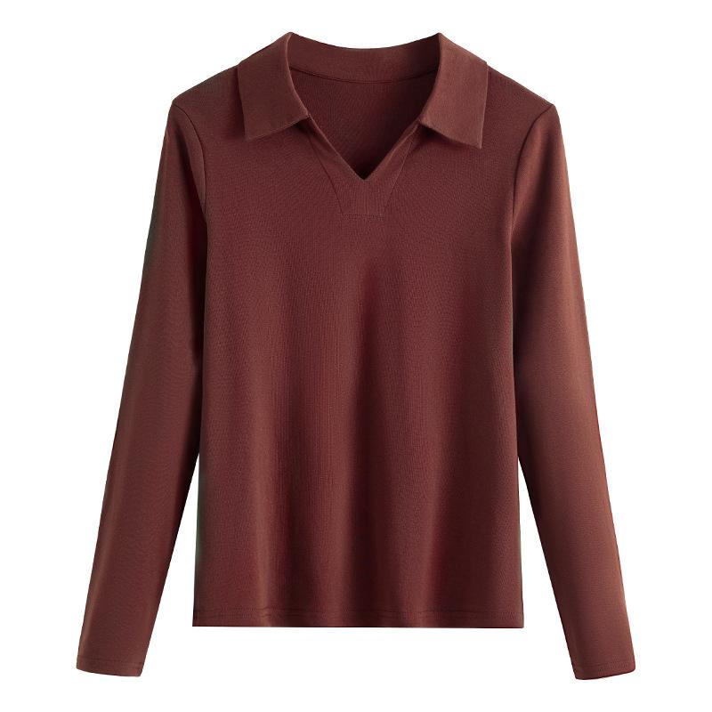 Весенне-осенняя женская футболка с лацканами и длинным рукавом Slim Slim Small