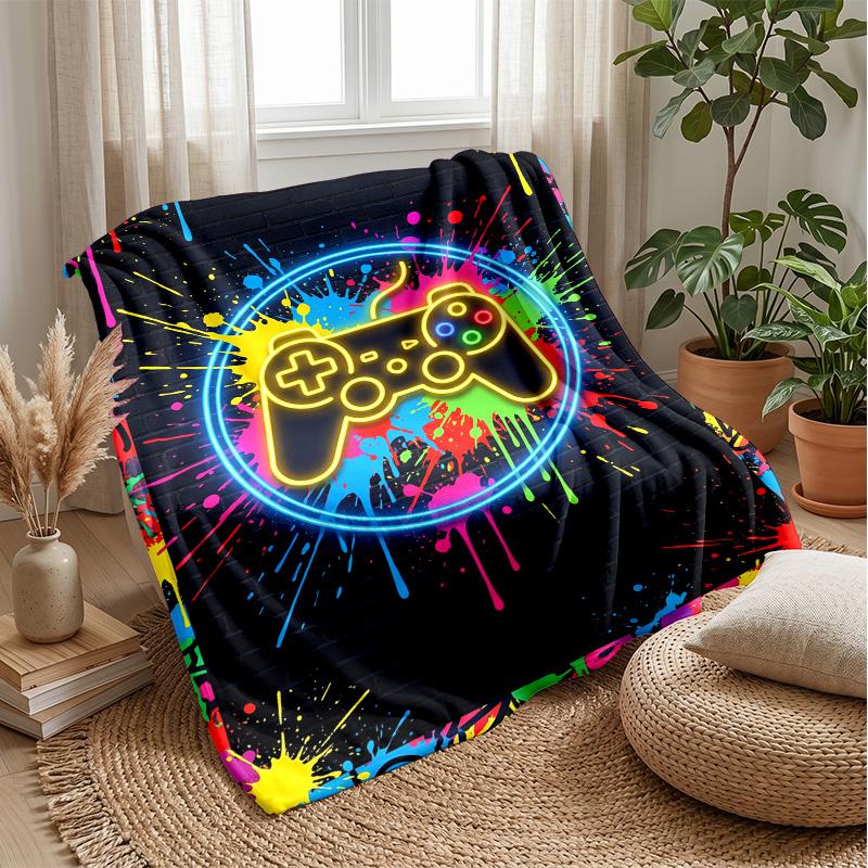 Neon Game Controller Art Theme blanket Lightweight Warm Flannel Blanket Decorative Throw Blanket for Home Decoration