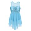 Kids Girls Lyrical Modern Contemporary Dance Costume Sequins Leotard Dance Dress