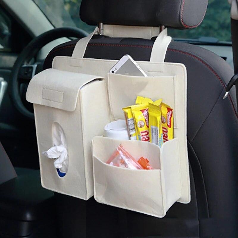 Multifunctional Car Seat Organizer Oxford Fabric Felt Car Back Multi Pocket Storage Bag with Tablet Holder Protector for Kids