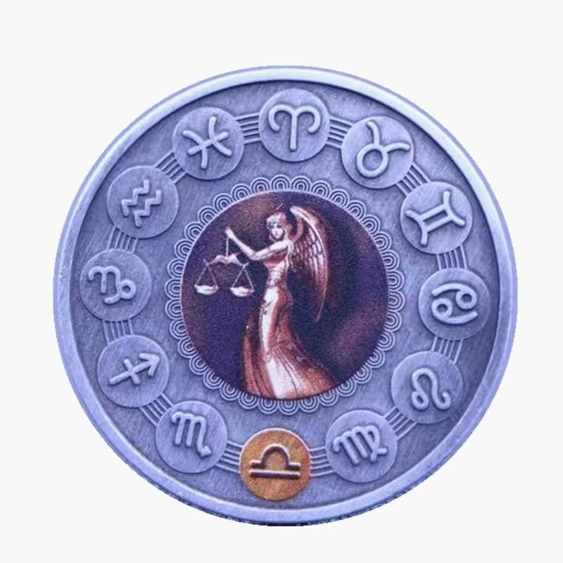 Двенадцатизодиакальная двухцветная памятная монета, никелевая монета под старое серебро, бог солнца и луны, пожелание, ангел, подарок на день рождения, рождественский подарок