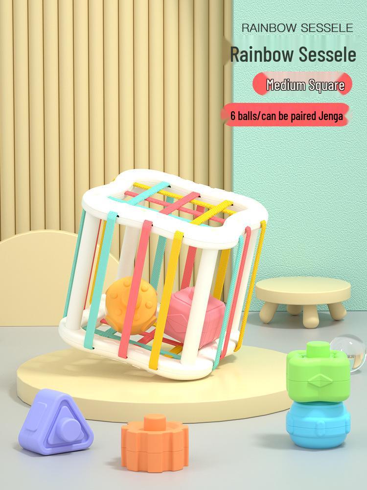 Радужный кубик Рубика, строительные блоки-пазл для развития мелкой моторики малыша, 1-2 года