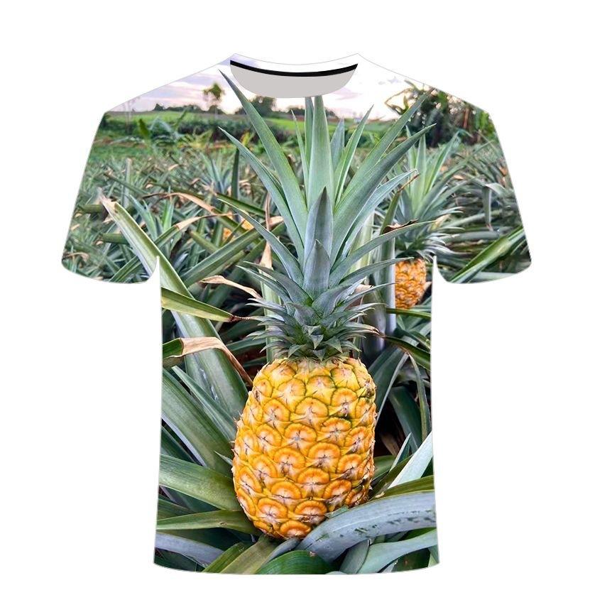 Summer new 3D printed fruit pineapple pattern top creative, quirky, comfortable, and fashionable crewneck T-shirt
