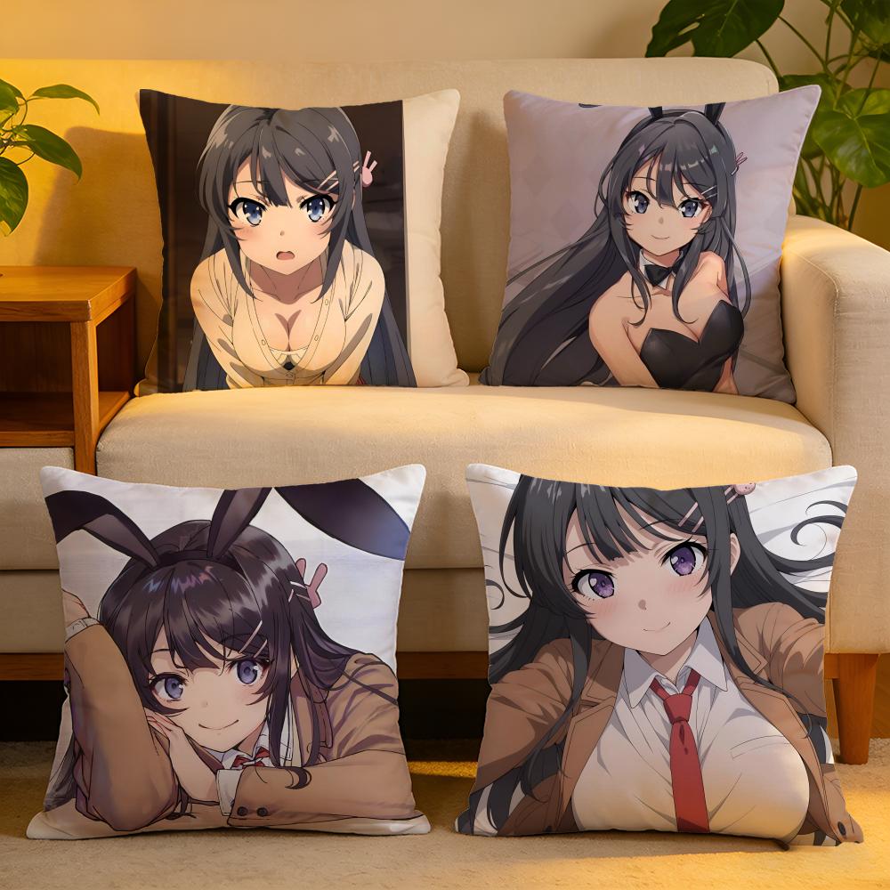 Cushion Cover Linen SkinFriendly Soft Decorative Case For Sofa Home Decor Sexy Anime MMai Sakurajima Pillow cover