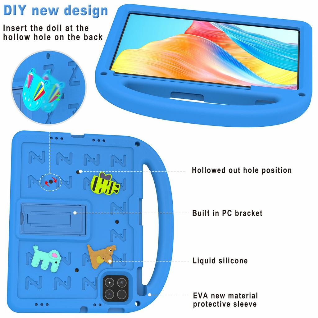 For Xiaomi Poco Pad X1/Pad 8 Pro/Pad 8/Pad 7 Pro/Pad 7 Kickstand Case Cartoon Design Anti-Drop EVA+PC Tablet Cover with Strap for Kids