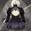 Сексуальный костюм для косплея Nier Automata Yorha 2B, аниме, женский наряд, маскировочный костюм, нарядный костюм на Хэллоуин, карнавал, вечерние девушки, черное платье + парик, комплект костюмов