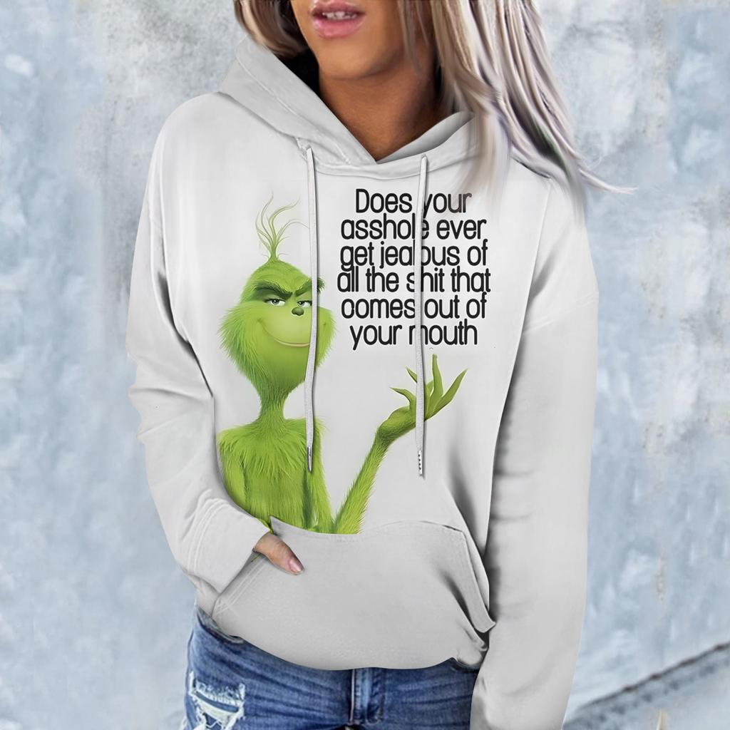 Женская модная повседневная толстовка с длинным рукавом и рождественским принтом