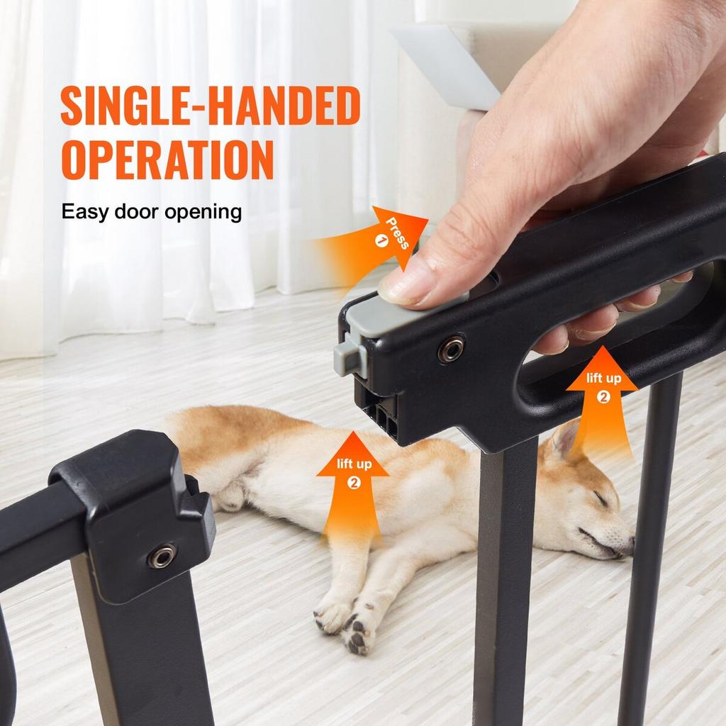 Baby Gate, 29.5"-39" Extra Wide, 30" High, Dog Gate for Stairs Doorways and House, Easy Step Walk Thru Auto Close Child Gate Pet Security Gate with