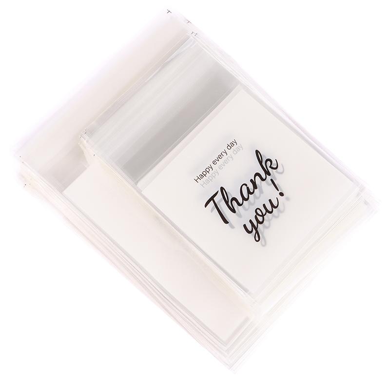 100 шт./упак., прозрачные пакеты с надписью «Спасибо», самоклеящиеся пакеты для конфет, печенья, выпечки, кондитерских изделий