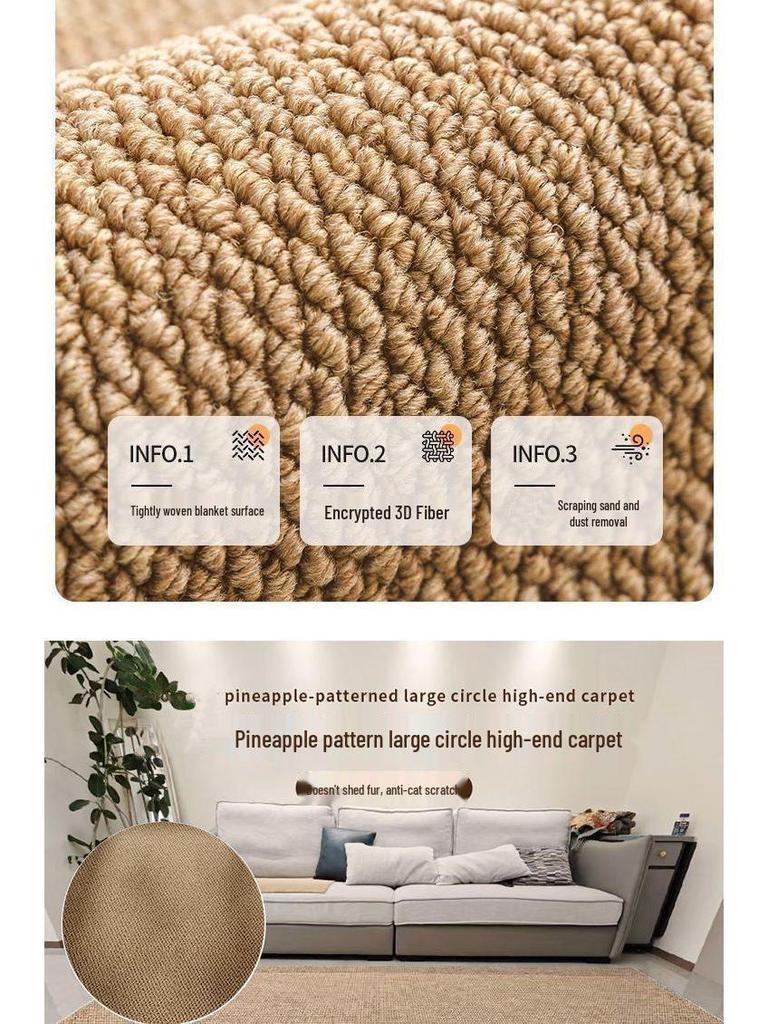 Имитация сизаля Противоскользящий входной коврик - Износостойкий, Легко чистится, Грязеотталкивающий коврик с дизайном в виде ананасового кольца