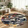 Sheep Printed Round Crystal Velvet Rug Soft Non Slip Floor Carpet For Bedroom Holiday Gift