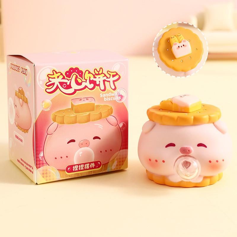 Adorable Cartoon Squeeze Biscuit Decorative Figurines For Stress Relief In Home Office