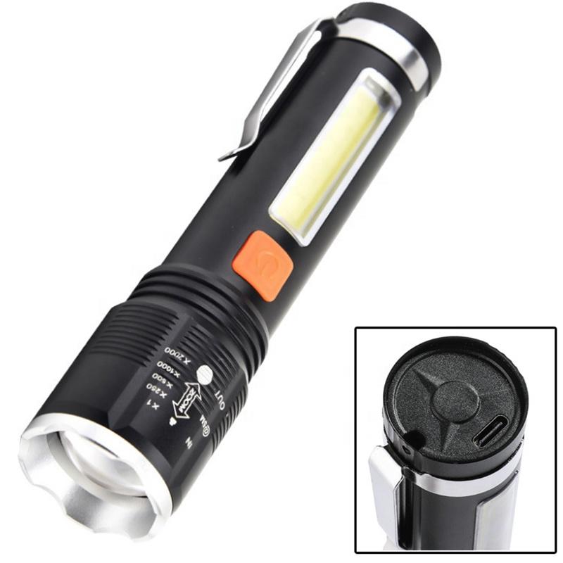 Супер Яркий Фонарик 4 Режима Зуммируемый Аварийный Свет Перезаряжаемый Коб Тактический Фонарь Фонарик