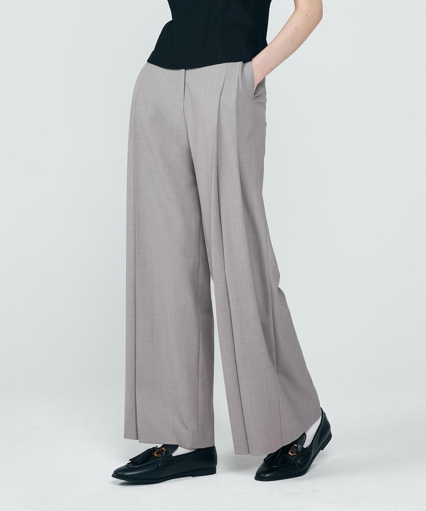 DEPASION Fluttered Wide Banding Slacks (Gray)