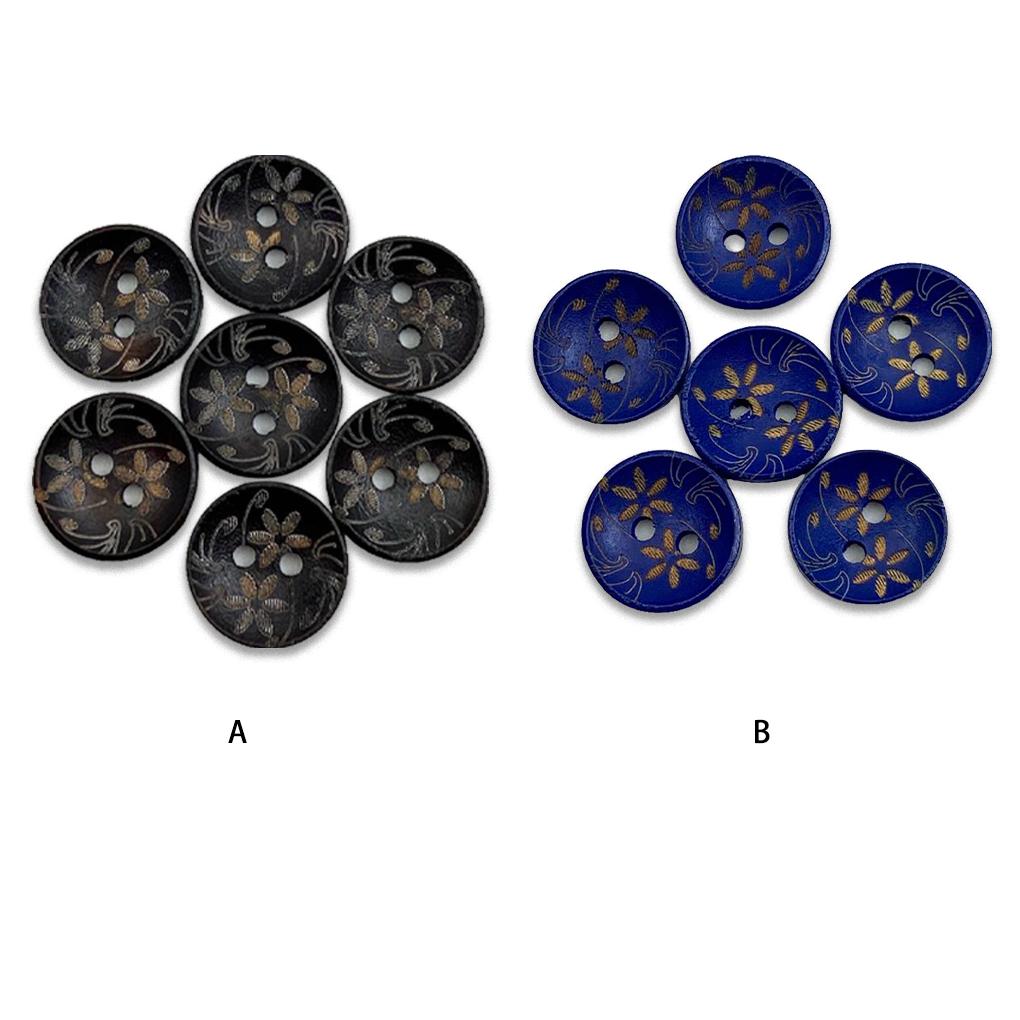 100 штук Деревянные пуговицы 15 мм Двухдырочные Роспись цветка Резьба Форма чаши Швейные принадлежности Застежки DIY Поделки для рукоделия