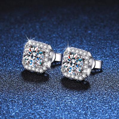 Серьги-гвоздики из настоящего муассанита цвета D 2 карата, стерлинговое серебро 925 пробы, высококачественные роскошные серьги с квадратными бриллиантами, ювелирные изделия на Хэллоуин