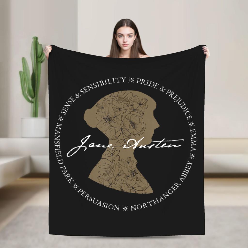 Jane Austen Pride and Prejudice Flannel Blanket Obstinate Headstrong Girls Vintage Throw Blankets for Home 200x150cm Lightweight