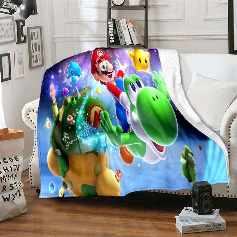 Мультяшное одеяло Mario Bros Мягкое Уютное Пледы для Дивана Фланелевые Одеяла для Взрослых