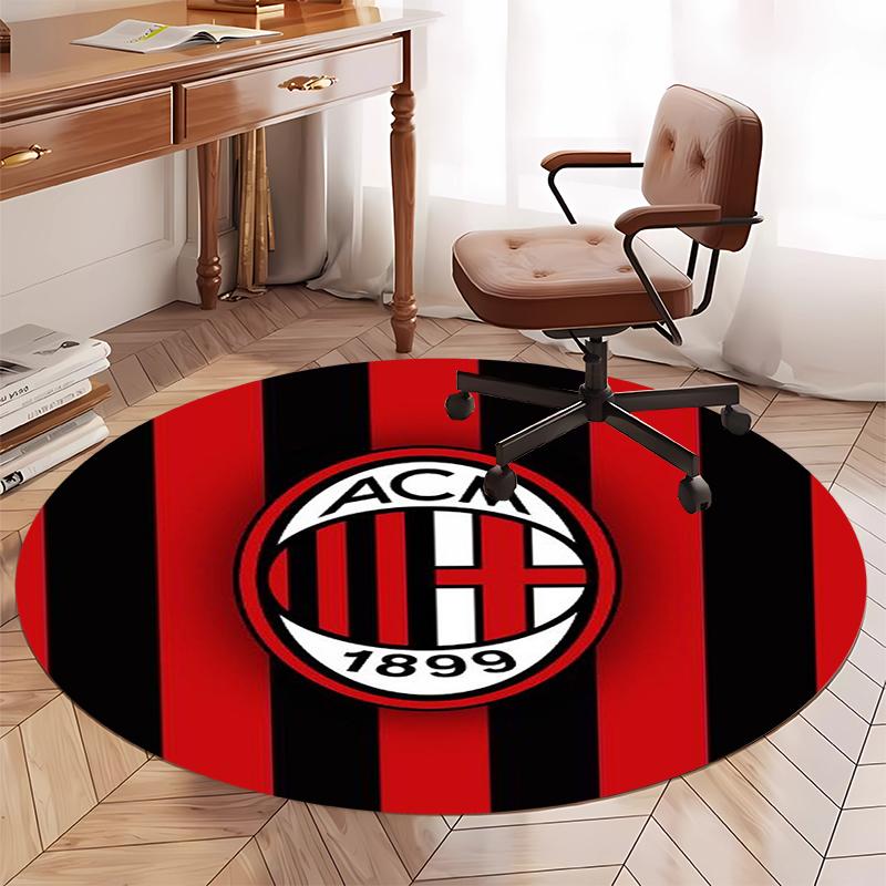 AC Milan Printed Round Rug Carpet Chair Rug Area Rug Entryway Doormats,for Office Chair Living Room Bedroom Kitchen Room.