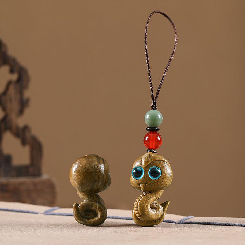 Auspicious Green Sandalwood Dragon Zodiac Cartoon Keychain & Universal Phone Lanyard