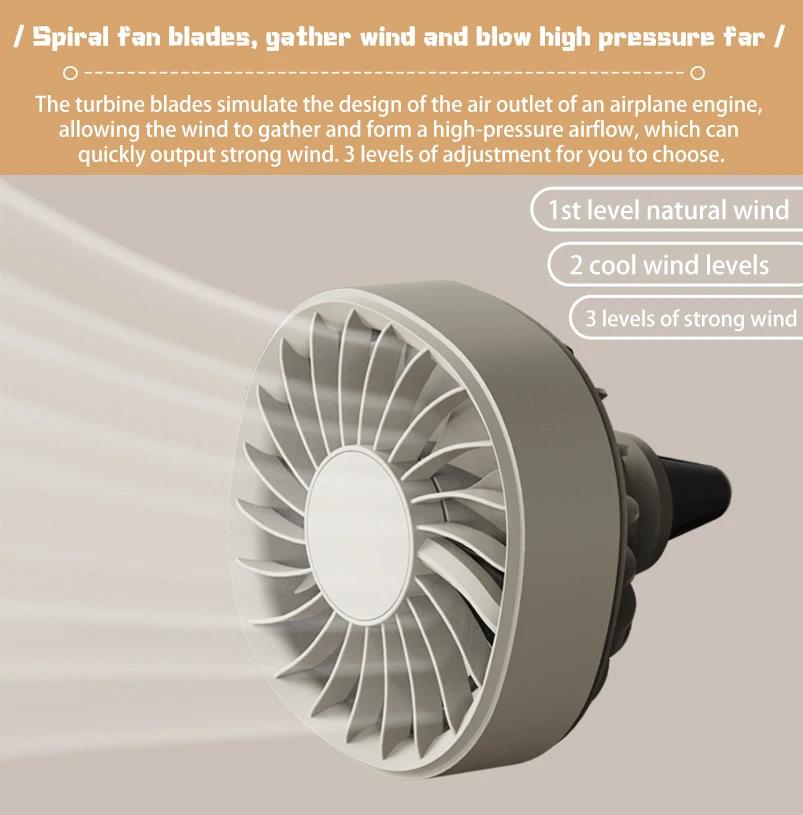 2025 НОВЫЙ Маленький вентилятор для крепления в автомобиль USB Маленький электрический вентилятор для воздуховыпускного отверстия автомобиля Сильный ветер Прохладный Цветной свет Вентилятор Автомобильные принадлежности