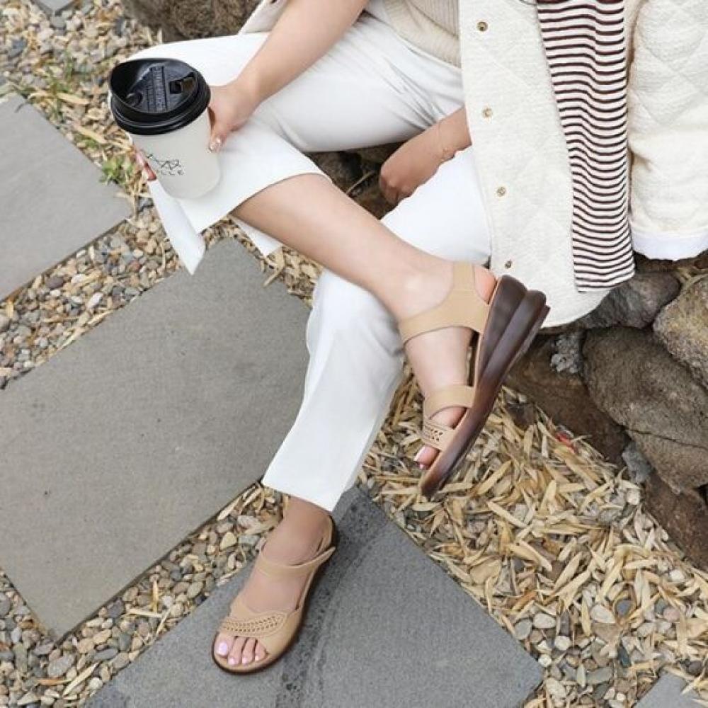 JiSyu Women S Soft Leather Curly Platform Strap SandalS 6cm