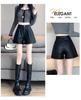 Women's High Waist PU Leather Shorts: Slim, Casual, Wide-Leg Design for Spring, Autumn, and Winter.