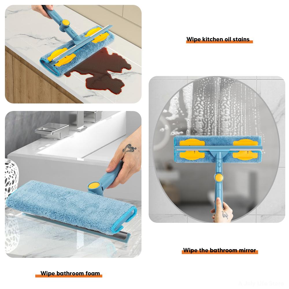 2 в 1 удлиненный инструмент для мытья оконного стекла, щетка для мытья оконной сетки с силиконовой полоской-скребком для домашнего использования, для сухой и влажной уборки, новый