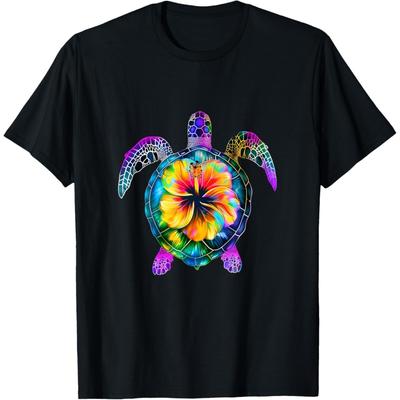 Гавайская футболка с tie-dye морской черепахой, милая, Гавайи, для мужчин и женщин