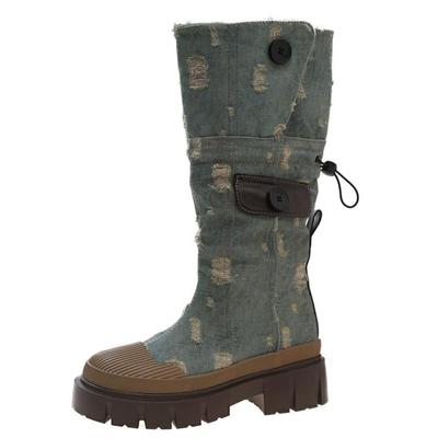 Модные 7 см горячие парусиновые ботинки на толстой платформе женские ботинки на молнии с толстой подошвой мотоциклетные ботинки женские увеличивающие рост панк-ботинки до середины голени