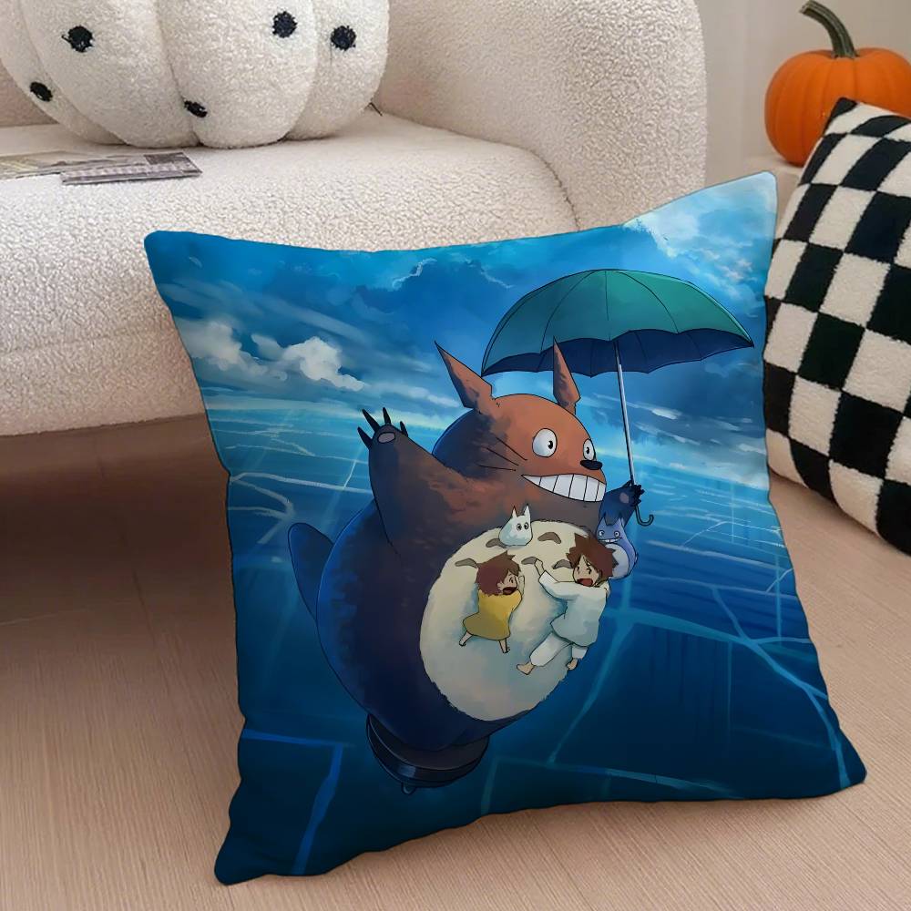 Animei My N-NeighborS T-Totoro Pillow Case Anti-dustmite Pillowcase Invisible Zipper Silky Short Plush Sofa Cushion Cover