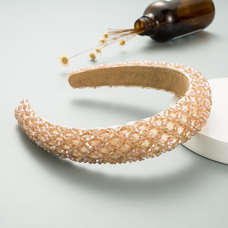 Женская повязка на голову ручной работы с бисером и кристаллами, широкий край для волос в стиле барокко, индивидуальная повязка на голову