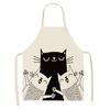1 Pack Black Cat Pattern Men and Women Suitable for Home Dinner Kitchen Cooking Apron Cleaning Apron Anti-fouling