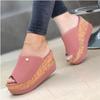 Fashion Slippers Summer 1 Wedges  Retro Fish Mouth Large Size Sandals Women High Heel Platform Solid Color Plus Size Shoes Sandalias