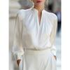 GMXIA Women's Fashion Spring Autumn Long Sleeve Stand-up Collar Casual Blouses & Shirts