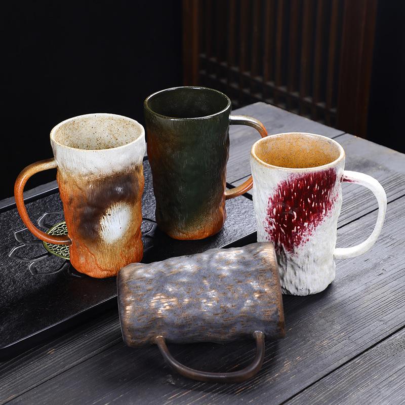 800Ml large capacity mug water cup ceramic cup Japanese retro coarse pottery coffee cup breakfast cup beer cup