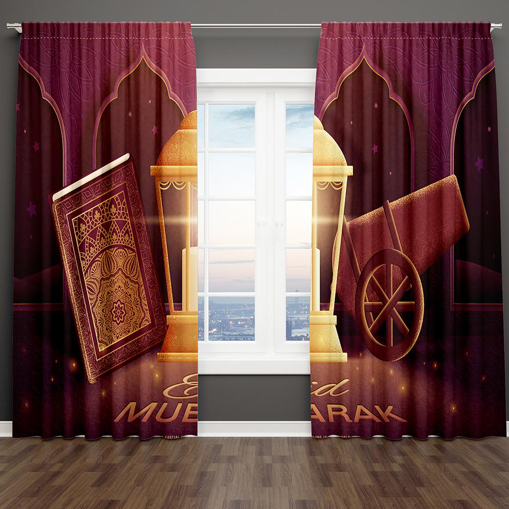 Винно-красный роскошный золотой свет Рамадан Карим оконные шторы жалюзи для гостиной спальни ванной кухни двери домашнего декора2 шт.