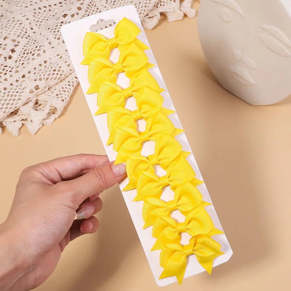 10 шт./набор однотонных репсовых лент, заколки для волос для детей, банты, заколки для волос, бутик, ручная работа, головные уборы, аксессуары для волос для девочек и младенцев