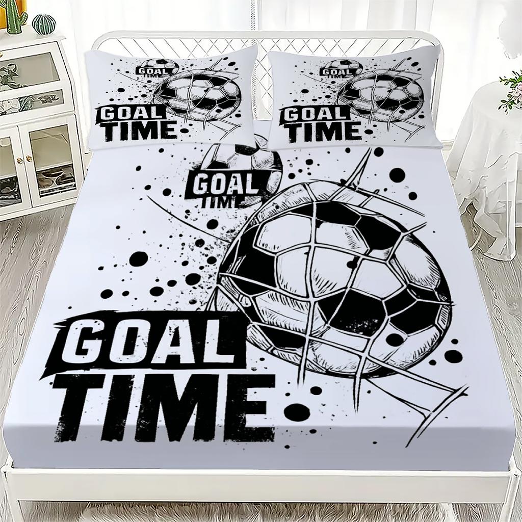 Fitted Sheet Set Football Sport 3D Print 100% Polyester Mattress Covers Soft Bedding Set Bedroom Decoration with 2 Pillowcase