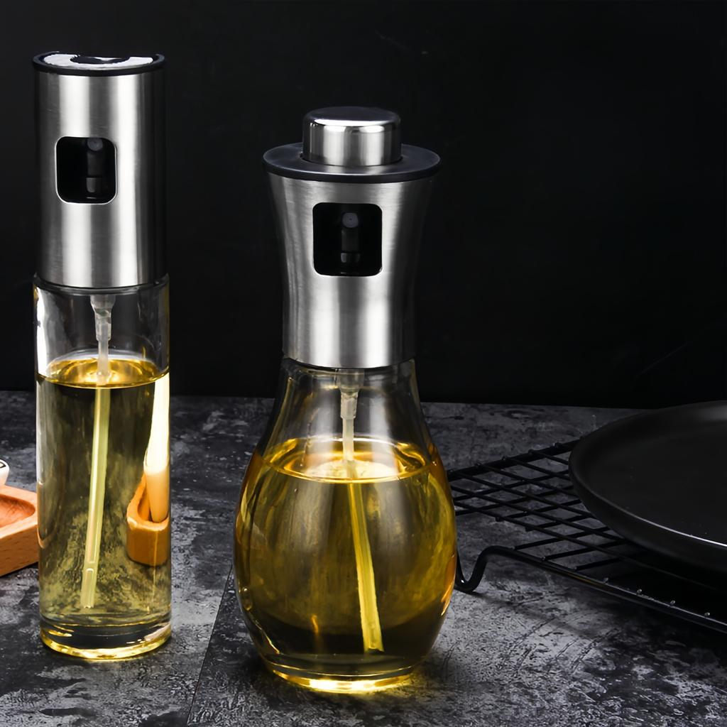 Kitchen Oil Kettle Spray Sprayer Oil, Vinegar, Sauce Glass Dispenser Bottle 200 Ml Capacity