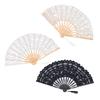 Складной веер из кружева с бамбуковыми костями в винтажном стиле, ручной веер с кисточкой для одежды в стиле деко