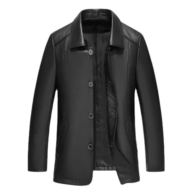 Куртка из натуральной кожи мужская куртка из овчины мужская одежда для папы среднего и пожилого возраста повседневная куртка с лацканами весна весна и осень