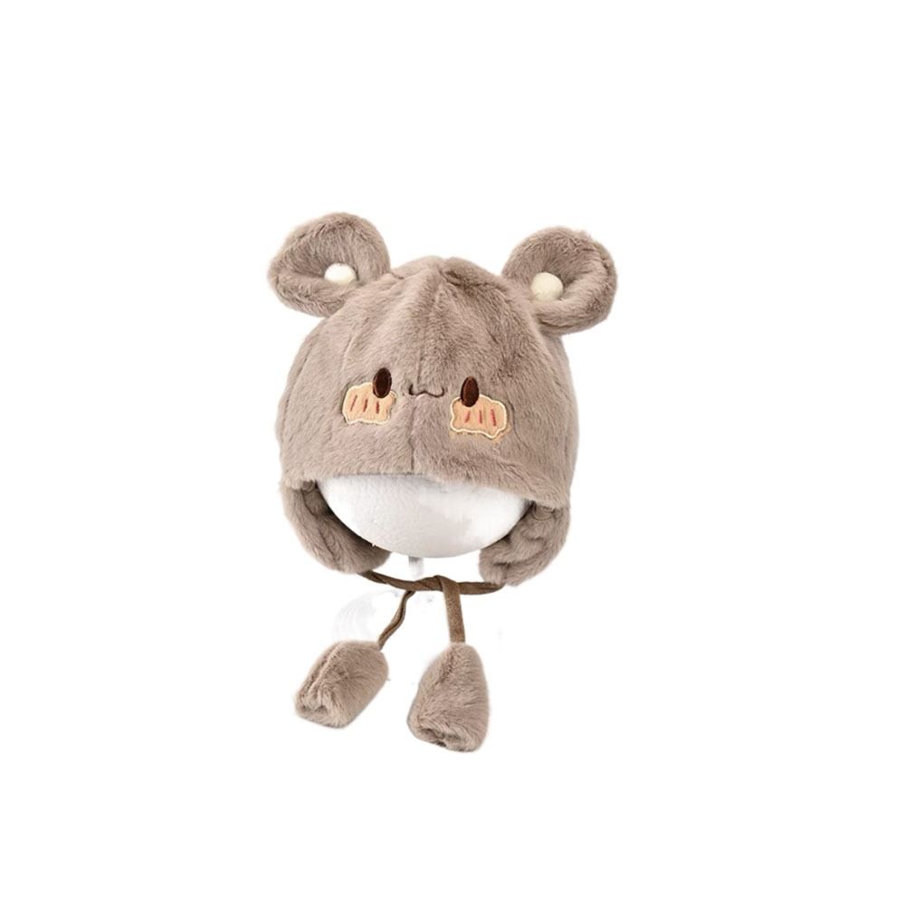 Мягкая осенне-зимняя шапка Милая теплая шапка-бини с ушками Детская теплая шапка Детская плюшевая шапка Для улицы