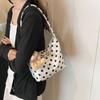 1pcs Pure Color Polka Dot Shoulder Bag Fashion Armpit Bag Bucket Bag Comes with Pendant