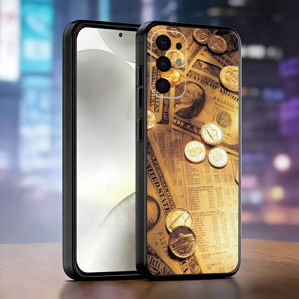 Чехол для телефона 'Деньги Золото Искусство' для Samsung S25, S24, S21, S22, S23, S30, Ultra, S20, Plus, Fe, Lite, Note, 10, Черный Чехол